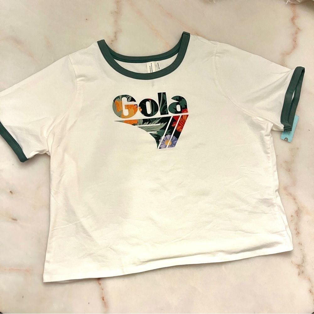 Anthropologie Gola‎ Ringer Tee 2X Cropped Graphic Baby Tee Y2K NWT